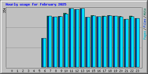 Hourly usage for February 2025